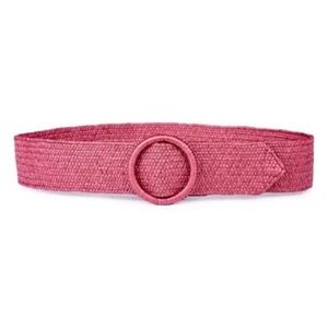 NWT  Linea Pelle Woven Straw Belt Wine Size S
